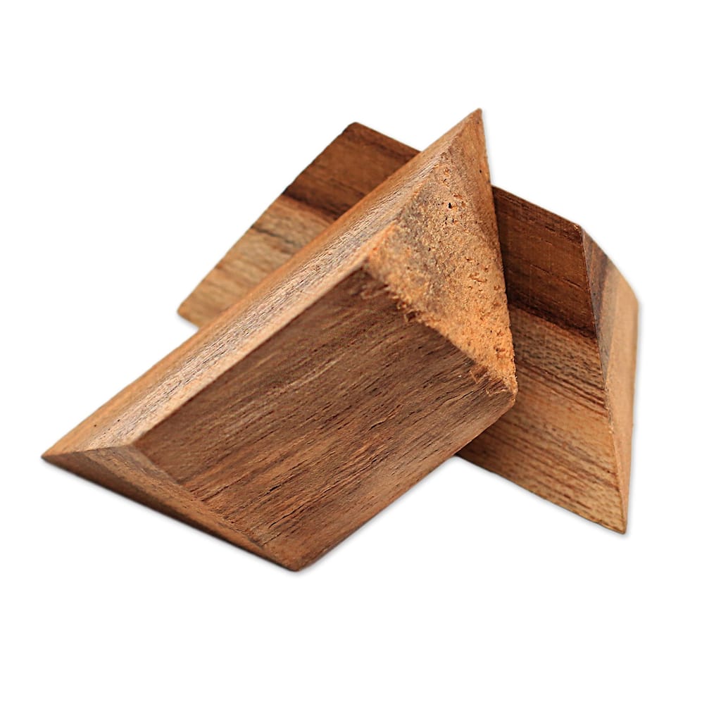 Novica Handmade Enchanting Pyramid Teak Wood Puzzle