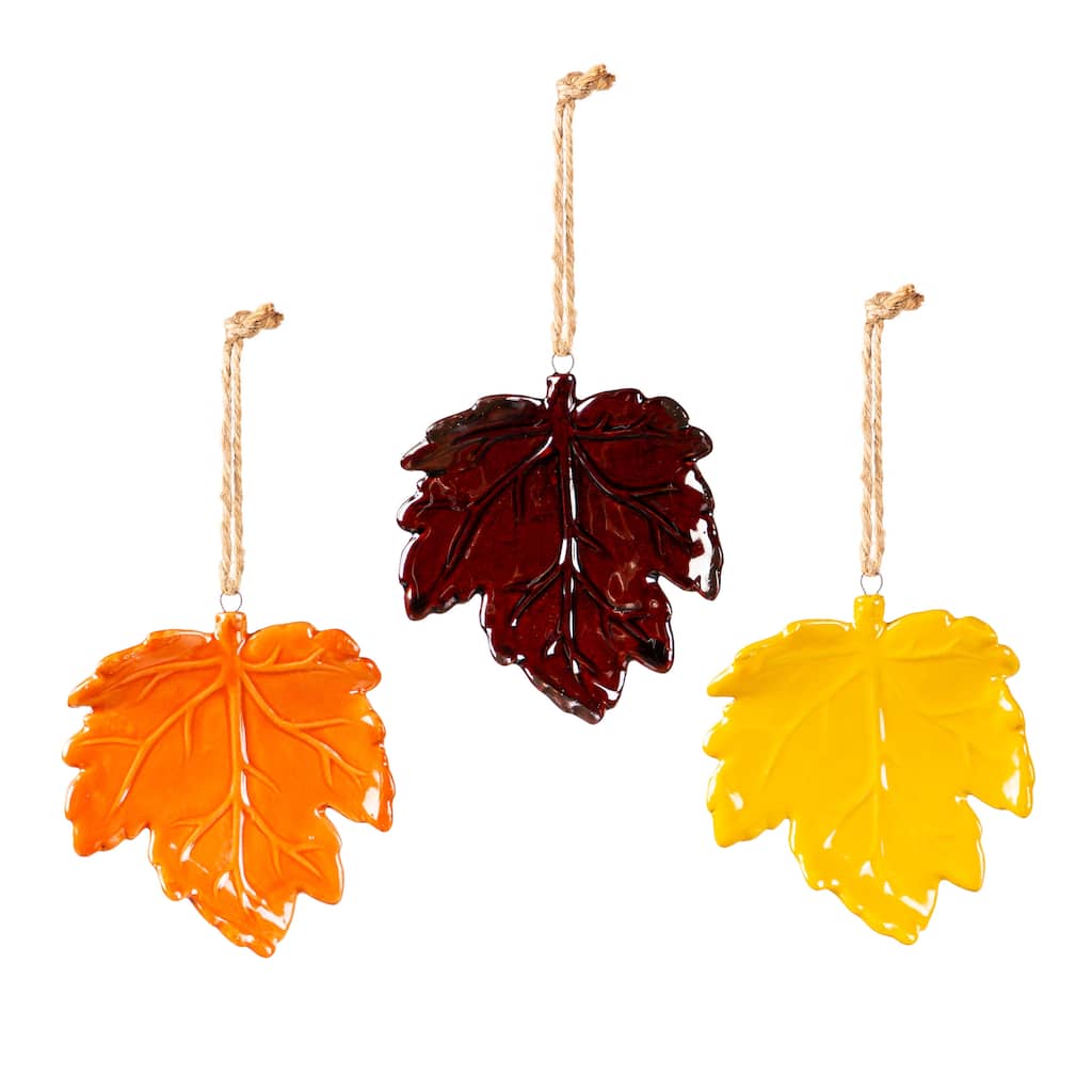 4" Ceramic Hanging Decor Set, Leaf