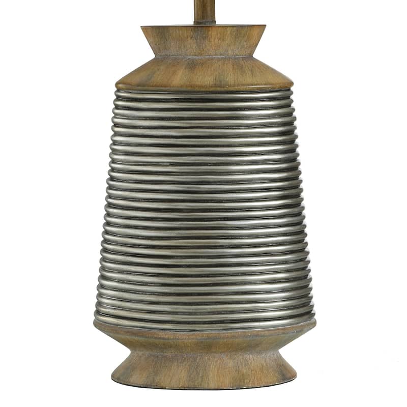 Haver Hill Table Lamp - Brushed Brown and Gold Polyresin Body - Oatmeal Shade