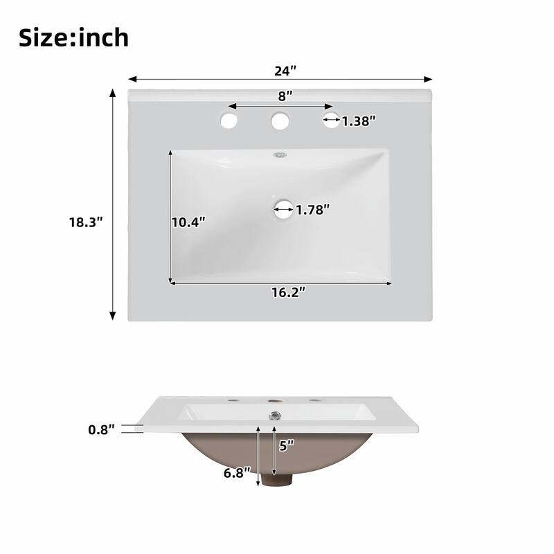 30" Bathroom Vanity - Solid Wood Frame, Single Sink, 2 Soft-Close Doors, Divided Drawer & Dual Storage Shelves