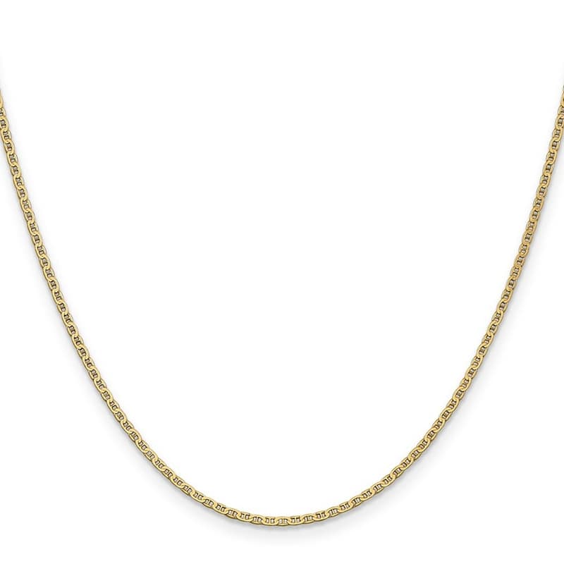 Curata Women's 14k Yellow Gold 1.5mm Anchor Link Chain Anklet - 10 Inch