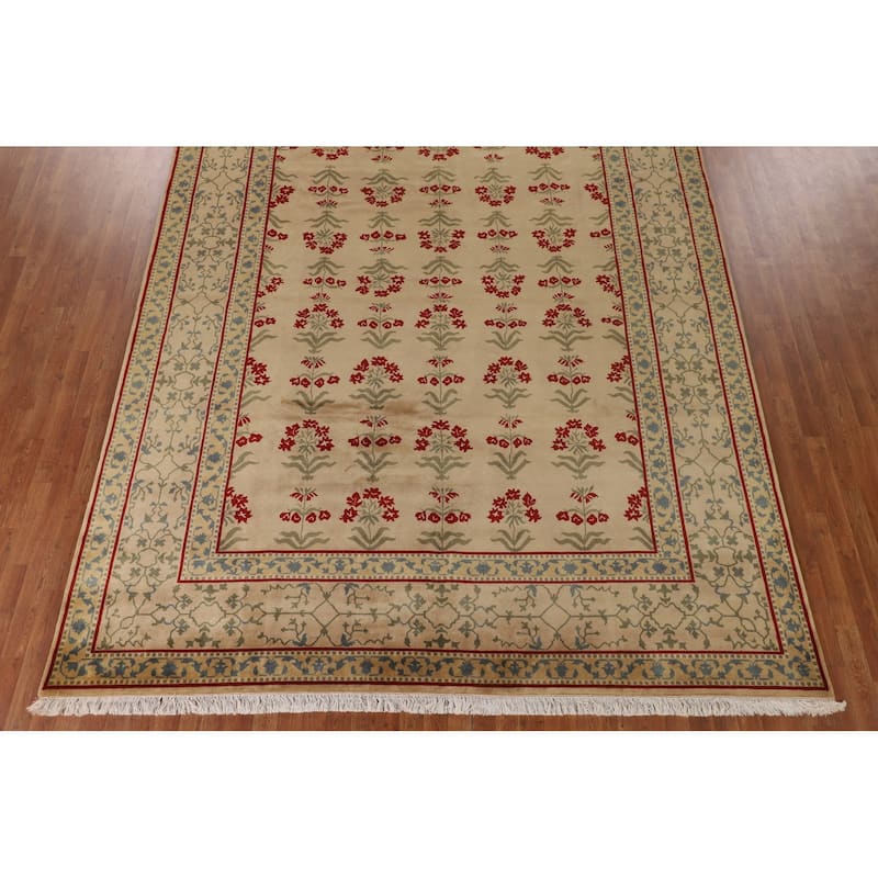 All-Over Aubusson Oriental Area Rug Handmade Wool Carpet - 9'2"x 11'10"