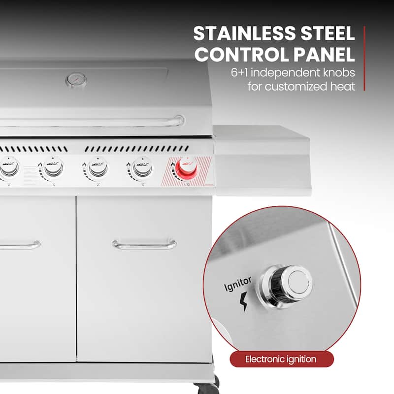 Royal Gourmet Stainless Steel 6-Burner Grill with Sear&Side Burner