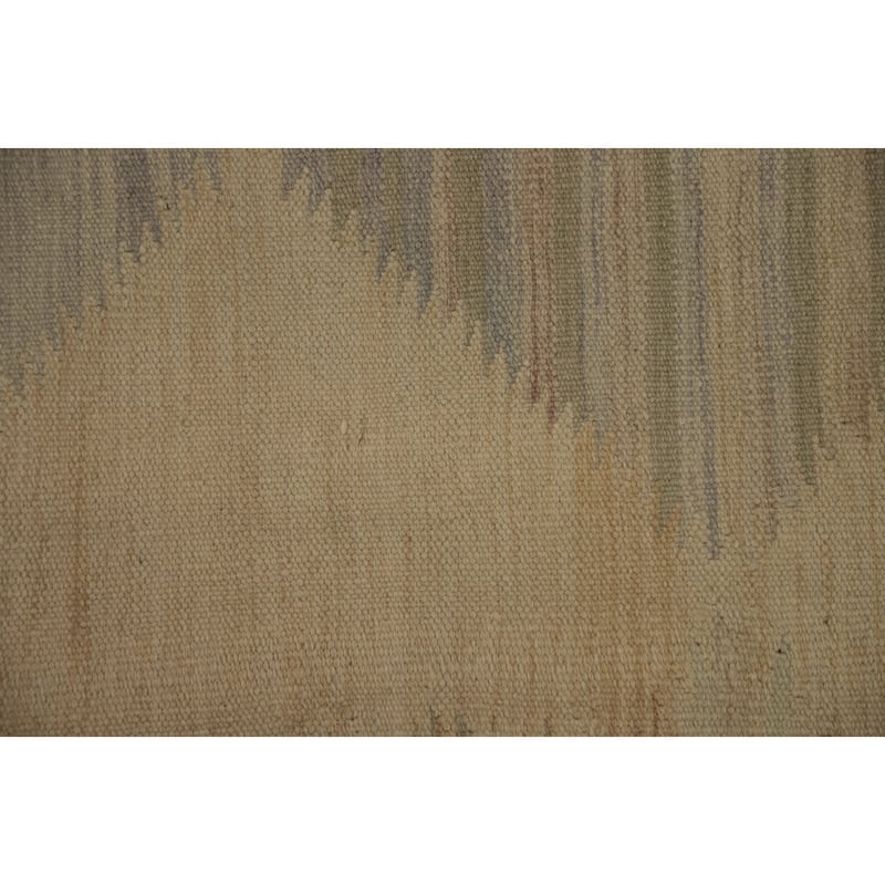 Hand Woven Oriental 100% Wool Carpet Southwestern Tribal Beige & Ivories Kilim Area Rug - 9' 9'' X 7' 8''