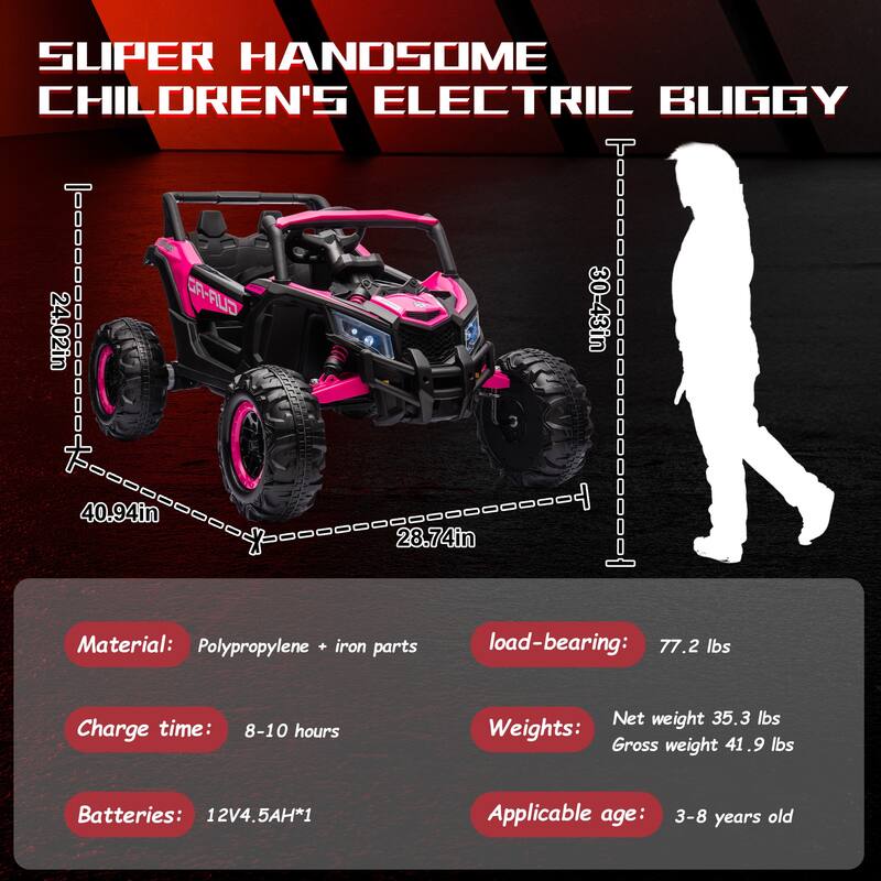 12V LED Lights UTV ride on car for kid with Remote Control,3-Point Safety Harness and Music Player