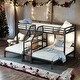 preview thumbnail 10 of 14, Twin over Twin & Twin Triple Bunk Bed with Shelves Staircase, Silver