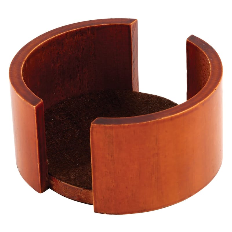 Circular Oak Coaster Holder - Orange