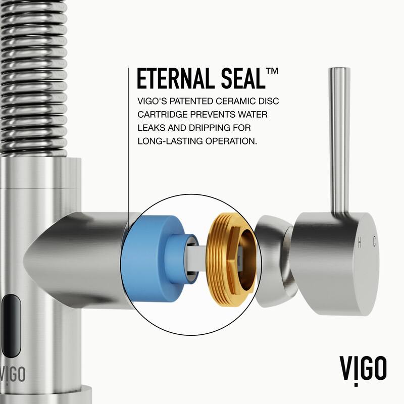 VIGO Edison 19" H Single Handle Pull-Down Sprayer Kitchen Faucet Set with Touchless Sensor