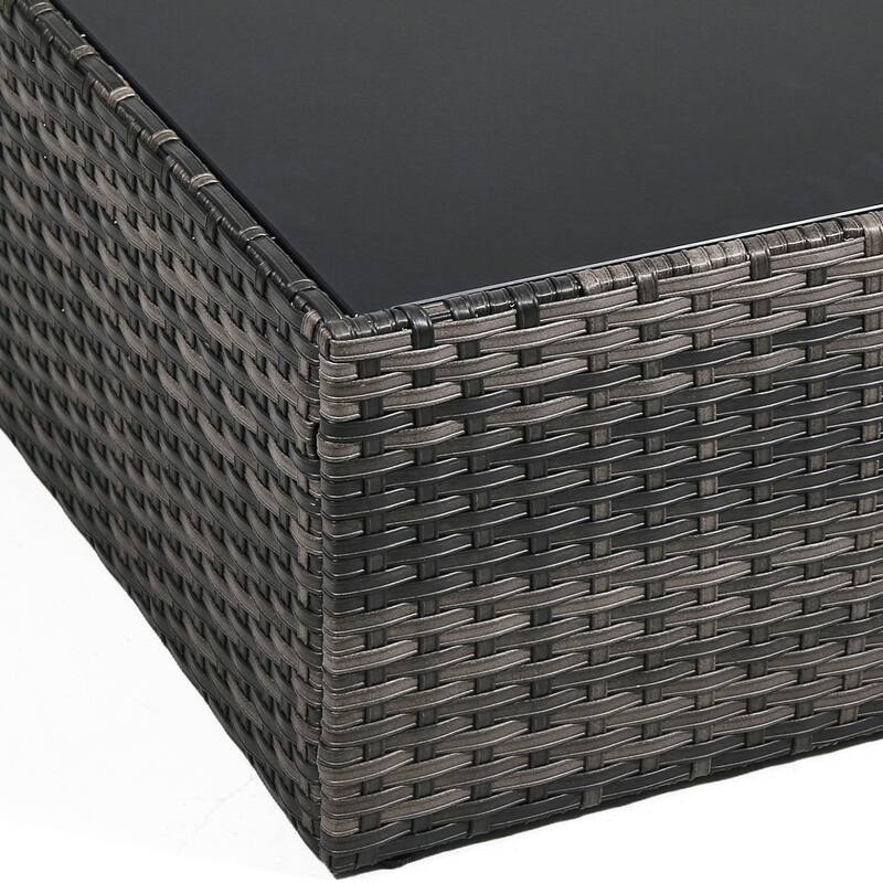 Outdoor Wicker Patio Conversation Furniture Set with Table and Cushion