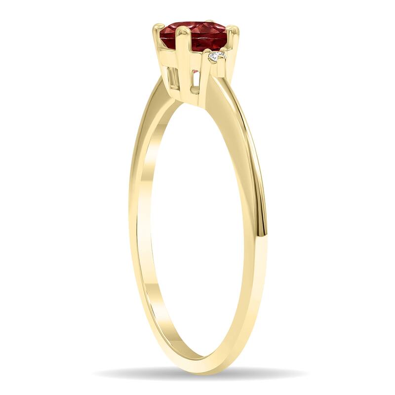 Women's Round Shaped Garnet and Diamond Classic Band in 10K Yellow Gold