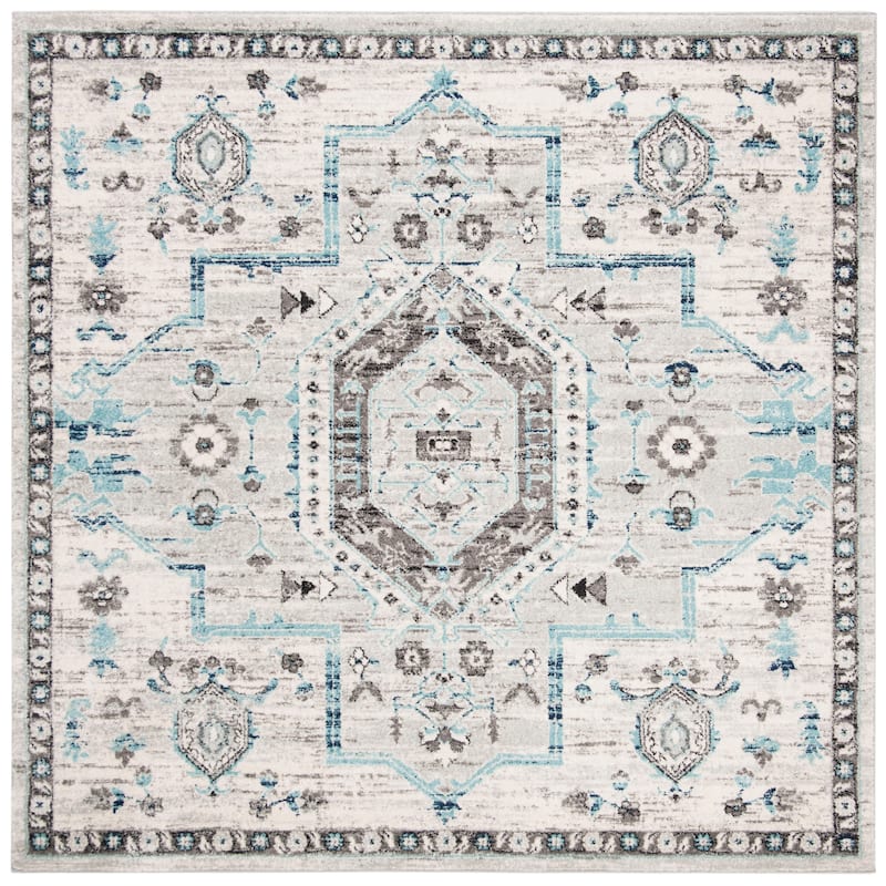 SAFAVIEH Madison Darline Vintage Boho Oriental Rug - 6'7" Square - Grey/Dark Grey