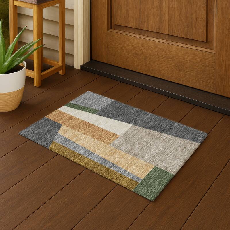 Machine Washable Indoor/ Outdoor Contemporary Jolie Chantille Rug - Gray - 1'8" x 2'6"
