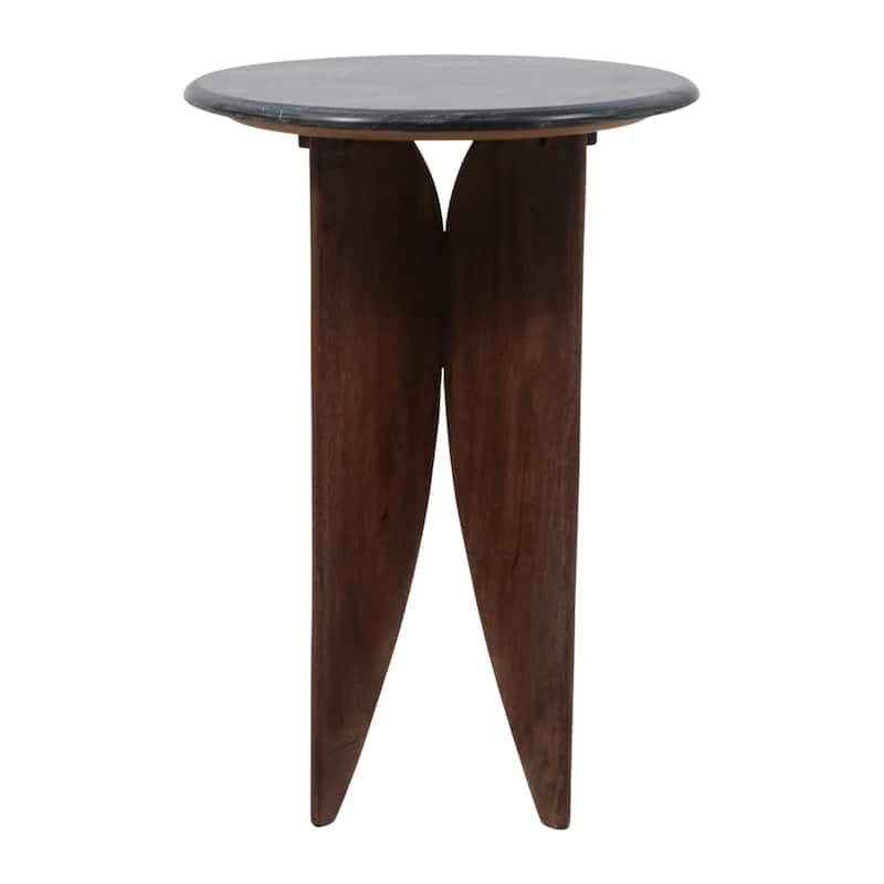 Contemporary Round Pedestal Stone Top Accent Table - 24"