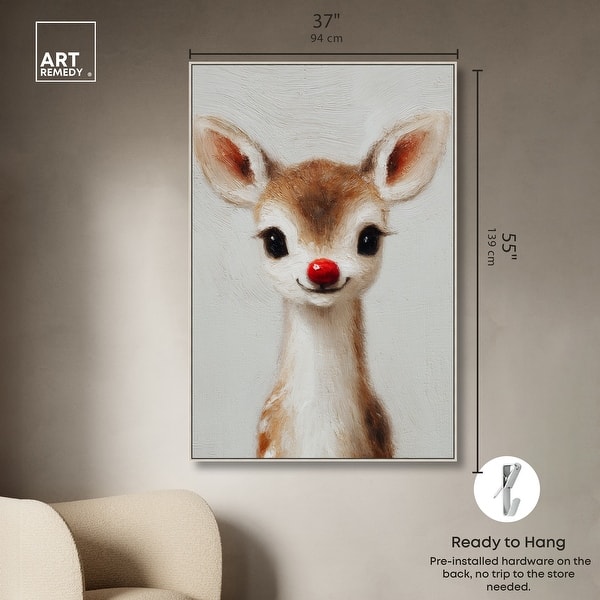 dimension image slide 23 of 24, Baby Rudolph Christmas Wall Decor Canvas Print by Art Remedy