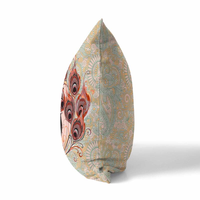 Cambridge And Blue Paisley Peacock Dreams Indoor/Outdoor Throw Pillow Zipper