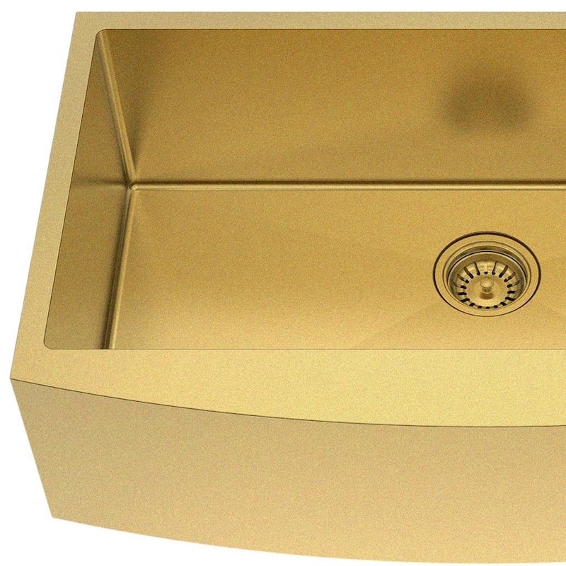 HomeRoots 10" X 33" Gold Stainless Steel Undermount Kitchen Sink - 33.00 in. x 10.00 in. x 20.00 in.