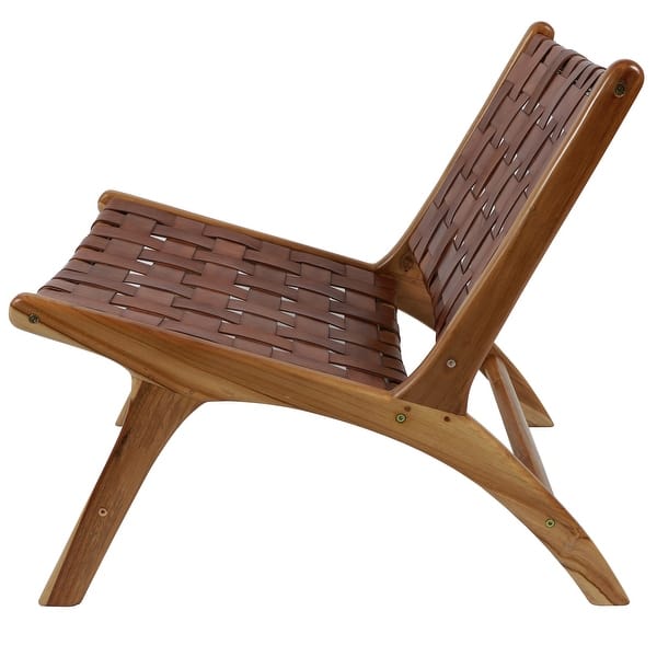 Roy Teak Wood Leather Strap Chair Overstock 28387273 Leather weave strap for apple watch 5 4 44mm 40mm bands iwatch 3 2 1 42mm 38mm rope bracelet wrist belt. roy teak wood leather strap chair