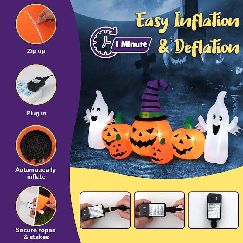 Costway 9FT Long Halloween Inflatable Pumpkins Self Inflating - See Details