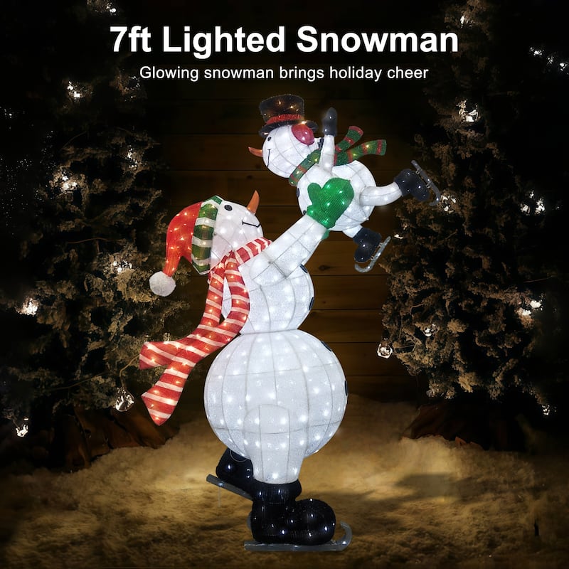 Puleo International 7' Outdoor Christmas Snowman with 587 Warm White LED Lights