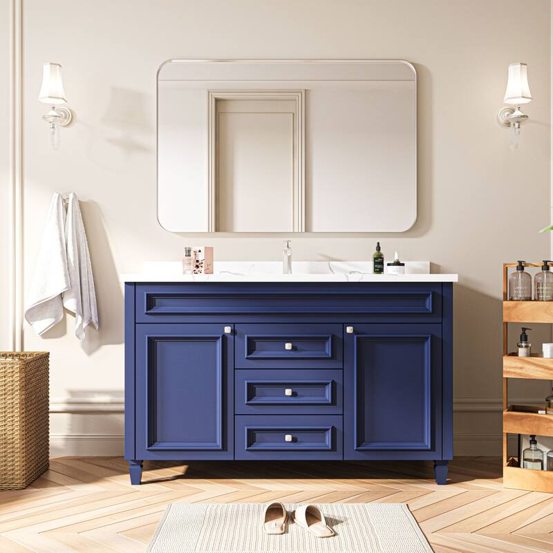 Organnice Rectangular Aluminum Frame Vanity Bathroom Mirror with Clear Glass
