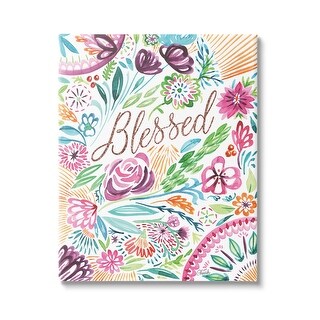 Stupell Blessed Whimsical Flower Shapes Canvas Wall Art by Cherish ...