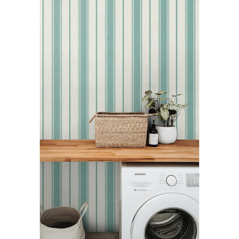 Seabrook Designs Eliott Linen Stripe Nonwoven Unpasted Wallpaper