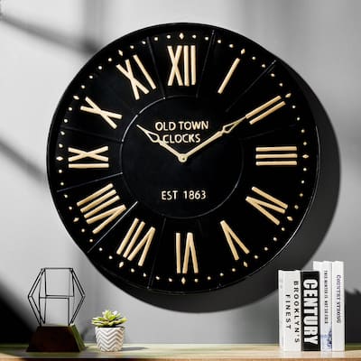 Glitzhome Modern Farmhouse Metal Enamel Wall Clock