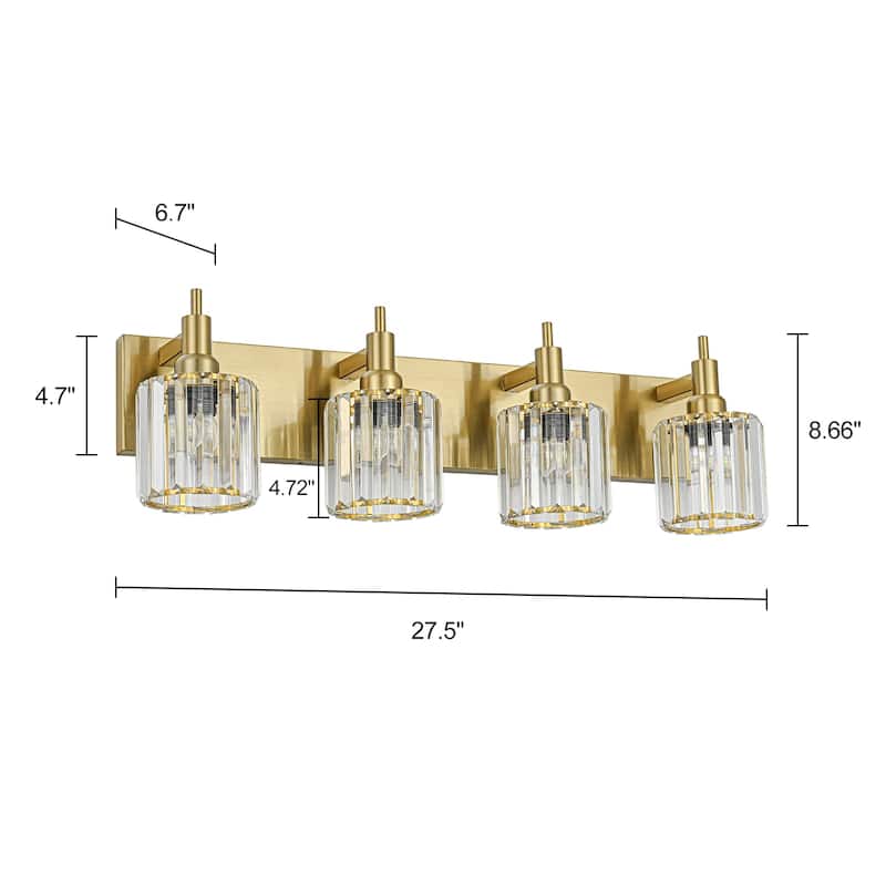 3/4/5-Light Modern Glam Dimmable Cylinder Crystal Wall Light Bathroom Vanity Light