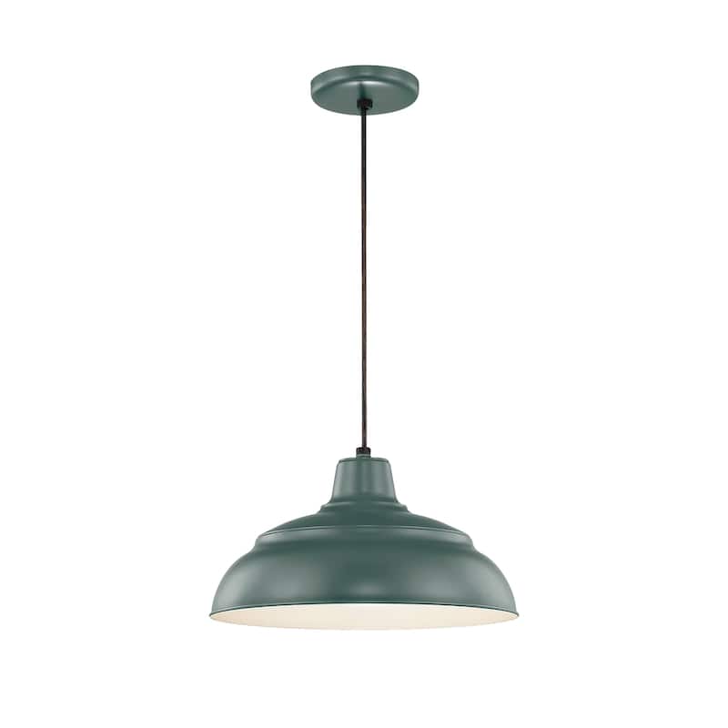 R Series 1-Light Cord Hung Warehouse - Satin Green - 14