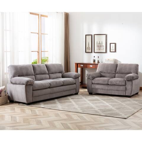Contemporary Pillow Top Upholstered Living Room Sofa Set