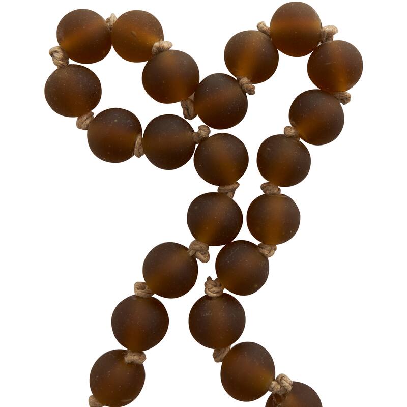 Glass Handmade Round Frosted Beaded Beaded Garland with Tassel with Knotted Brown Jute - Orange - Roche River Decor