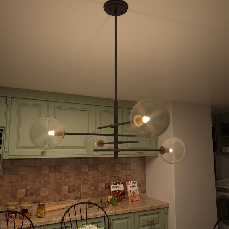 Acroma 4-light Modern Farmhouse Black/ Gold Sputnik Chandelier