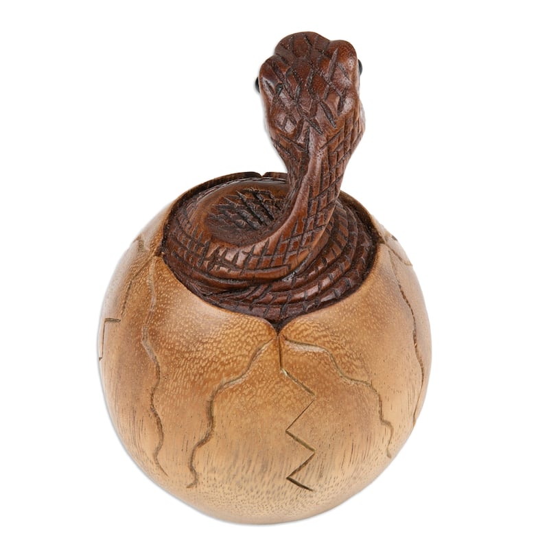 Novica Handmade The Baby Cobra Wood Sculpture