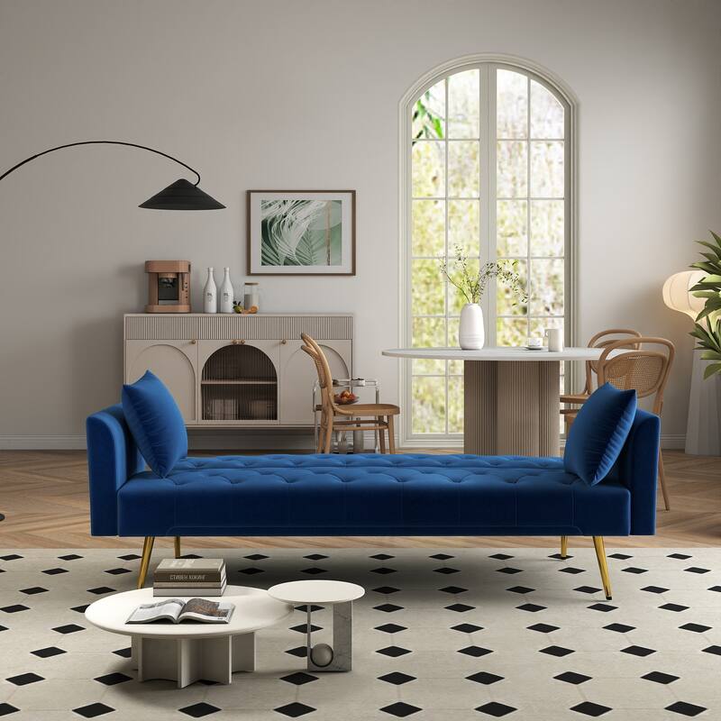 Convertible Sleeper Sofa Bed, Foldable Velvet Loveseat with Adjustable Backrest and Metal Legs, Cloud Chaise Lounge Couch