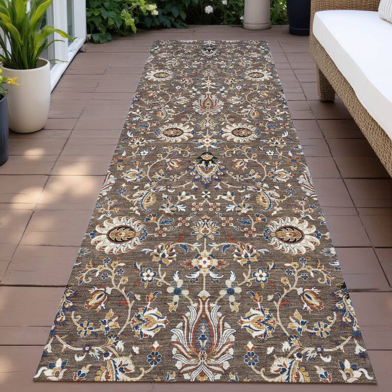 Machine Washable Indoor/Outdoor Traditional Persian Chantille Rug - Chocolate - 2'3" x 7'6"