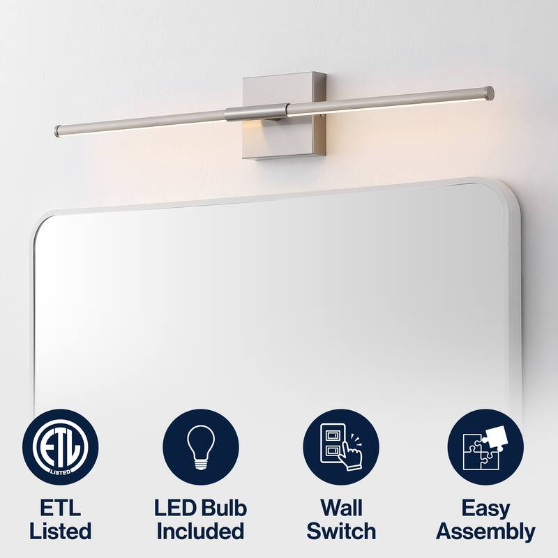 28" Dimmable Integrated LED Metal Wall Sconce, by JONATHAN Y