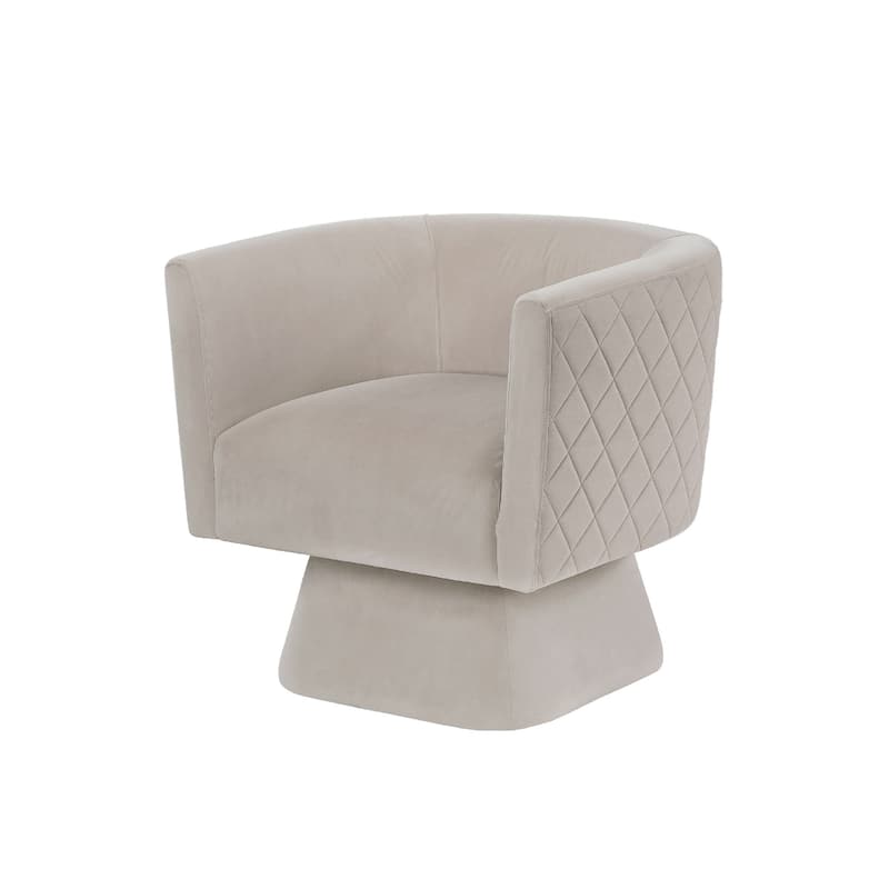 Cabe Swivel Accent Armchair, Diamond Stitch Back, Taupe Brown Velvet