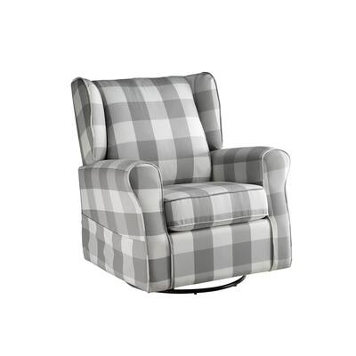 Modern Home Swivel Chair Removable Cushion Cover Thicken Padded Seat with Both Sides Storage Pockets with Glider & Metal Leg