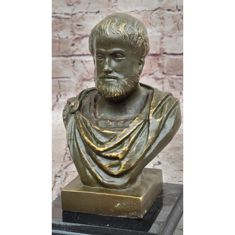 Aristotle Ancient Greek Philosopher Bronze Bust Sculpture - Clical Scholar Art