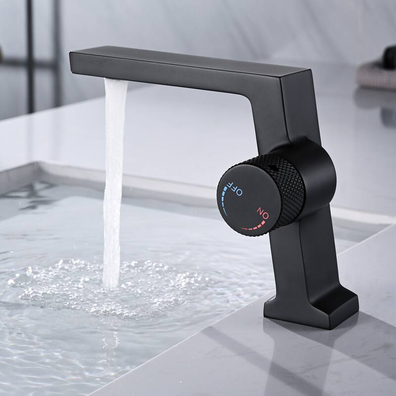 6 in.H Modern Matte Black/ Brushed Gold Single Handle Bathroom Faucet includes Hardware - Matte Black