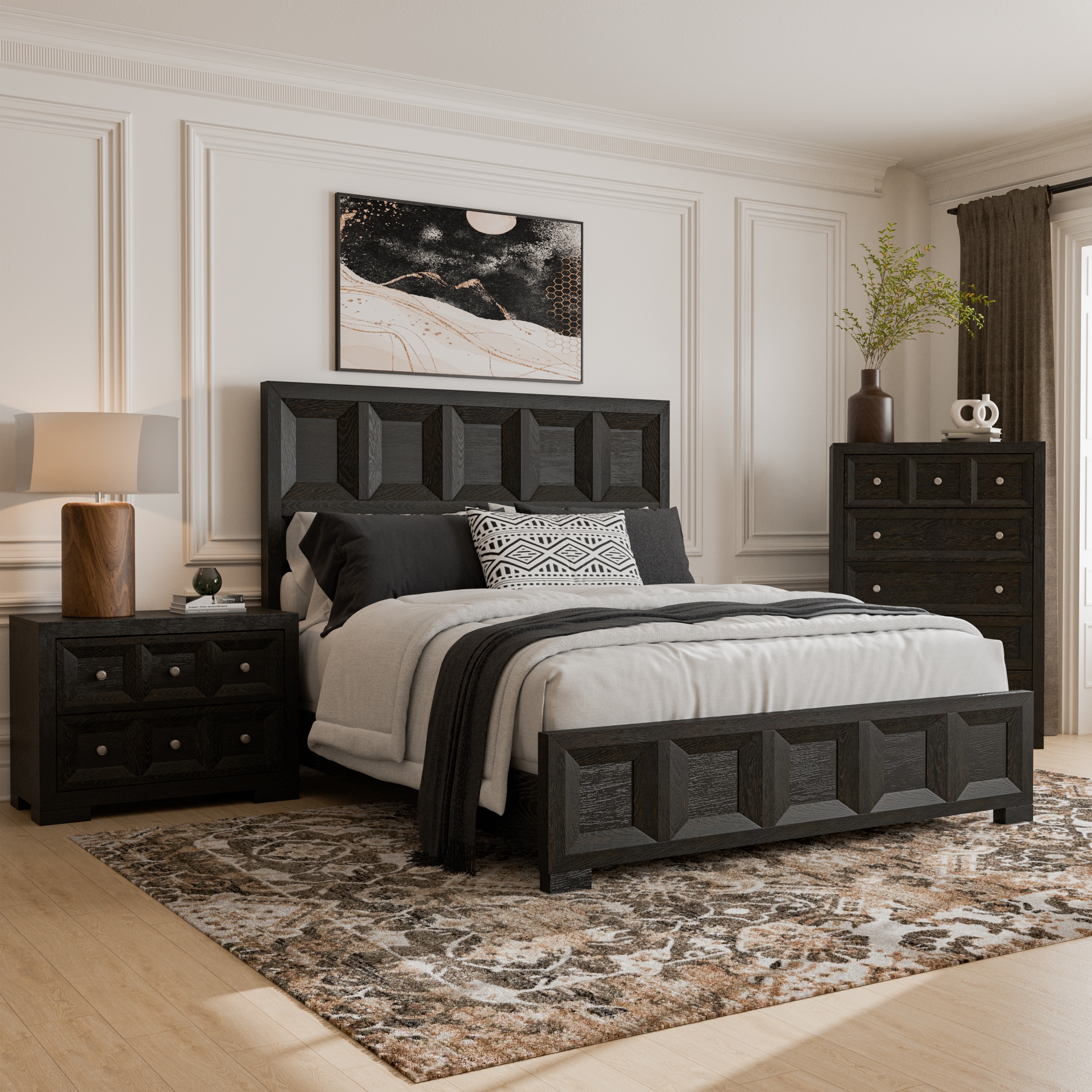 Furniture of America Durem Modern Classic 3-Piece Wood Panel Bedroom Set