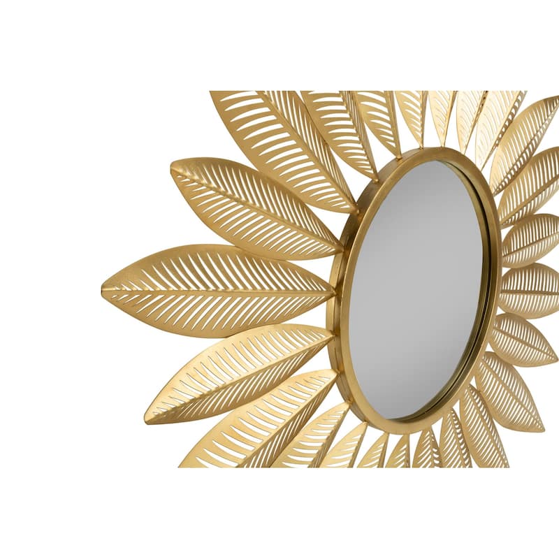 Gold Metal Starburst Feather Wall Mirror