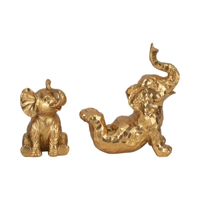 Sagebrook Home Polyresin Gold Figurines Elephant