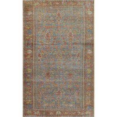 Hand Knotted Oriental 100% Wool Carpet Traditional Floral Navy Blue & Blues Mahal Area Rug - 6' 5'' X 4' 2''