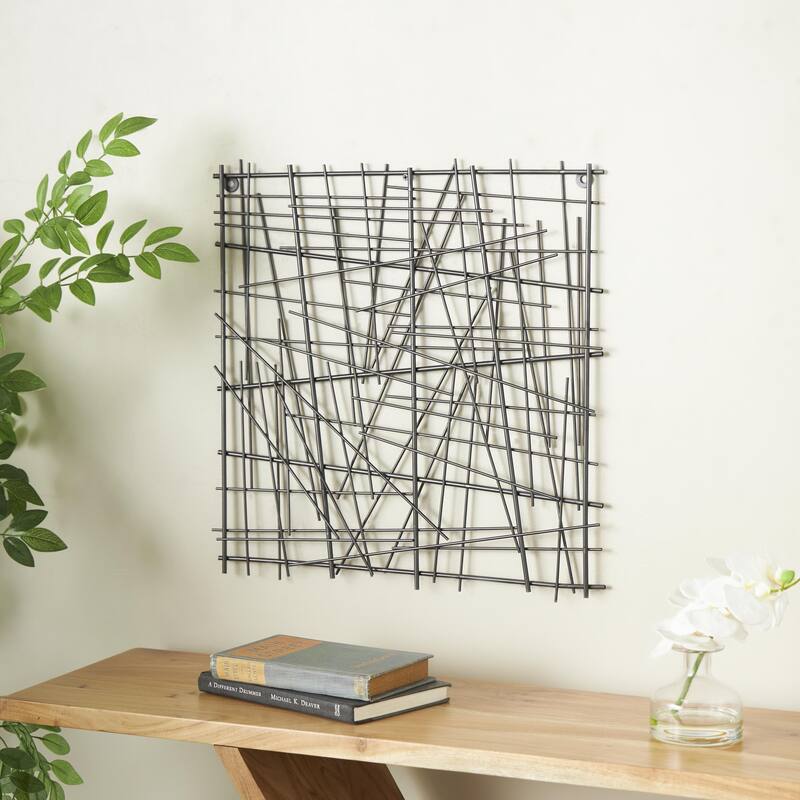 Black Metal Overlapping Sticks Abstract Home Wall Decor