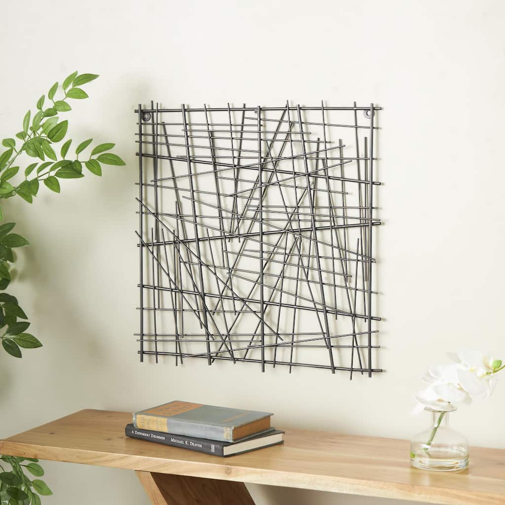 Black Metal Overlapping Sticks Abstract Home Wall Decor