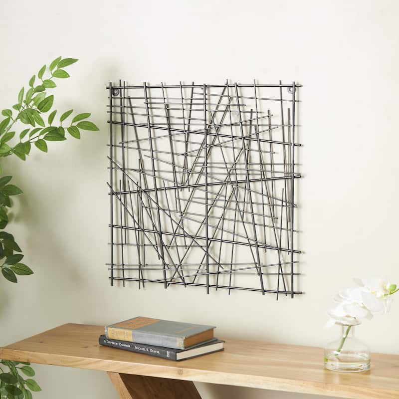 Metal Abstract Overlapping Sticks Home Wall Decor - Black - Roche River Decor