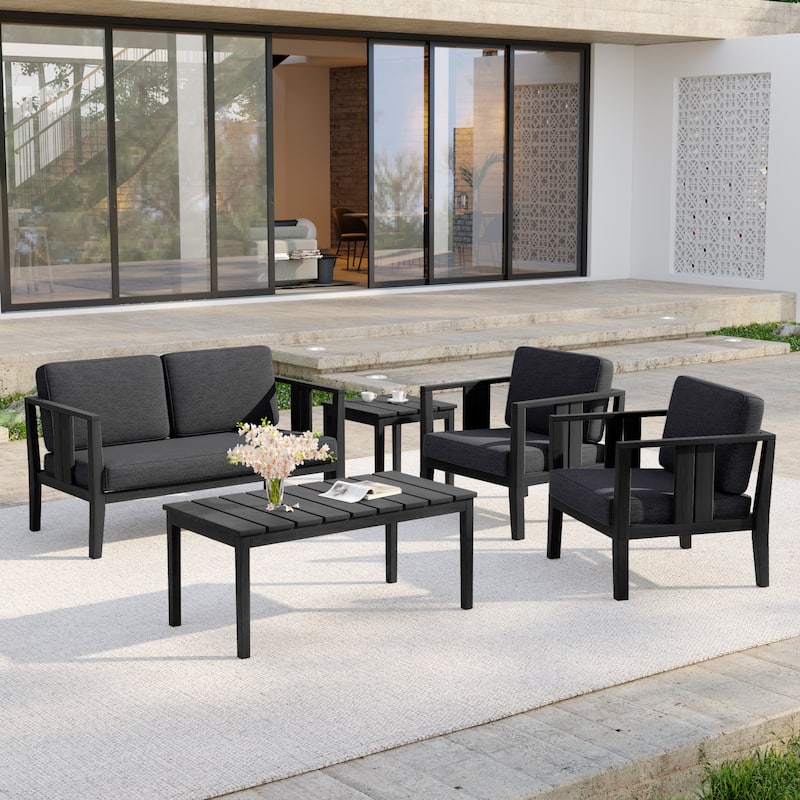 5-Piece Casual Outdoor Patio Furniture Set In Solid Teak Wood