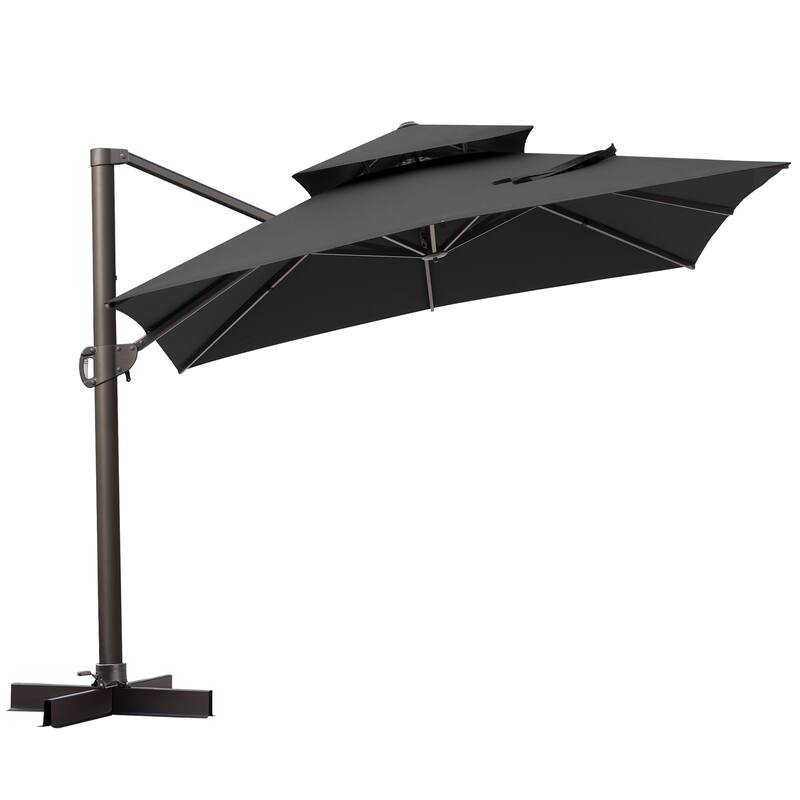 VredHom Patio Cantilever Offset Umbrella 360 degrees Rotation - Black