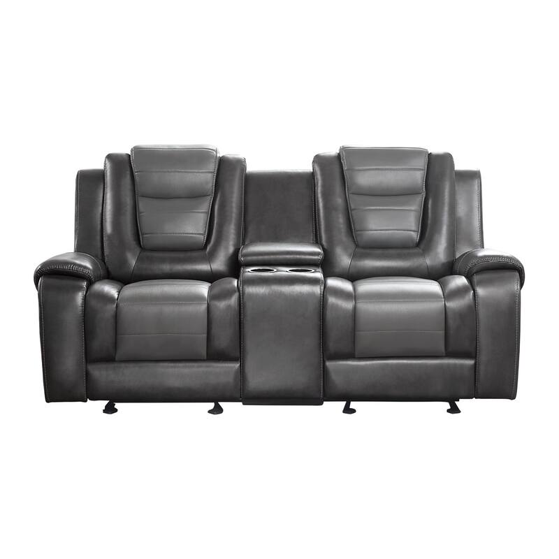 Grete 2-Tone Gray Premium Faux Leather Reclining Love Seat